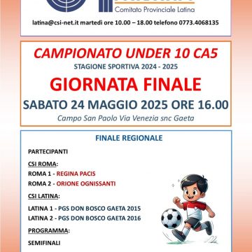 A Gaeta le Finali Regionali CSI Under 10 di Calcio a 5